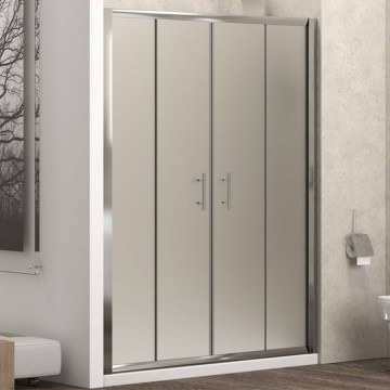 Wall To Wall Shower Enclosure With Sliding Door Flora 600 FLOS600150 Cromo 6mm Chrome-Satin Karag