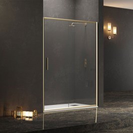 Wall To Wall Shower Enclosure With Sliding Door Efe 400 EFEO400100 5mm Clear-Gold Mat Karag CLEAR-GOLD