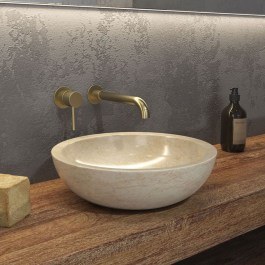 Νιπτήρας Επικαθήμενος Πέτρινος Elena Φ40x12cm Cream Karag CREAM