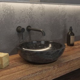 Νιπτήρας Επικαθήμενος Πέτρινος Elena Φ40x12cm Black Karag BLACK