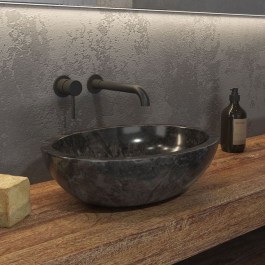 Countertop Basin Stone Leonor Black 45x35x15cm Karag BLACK