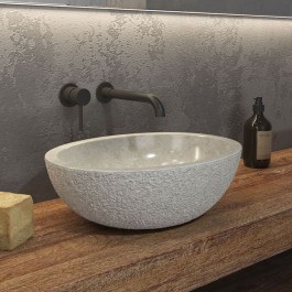 Νιπτήρας Επικαθήμενος Πέτρινος Leonor Cream 45x35x15cm Soph Karag GREY