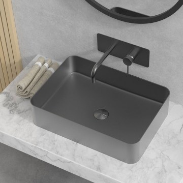 Νιπτήρας Επικαθήμενος Ανοξείδωτος 4376F 50x35x12cm Gun Metal Karag