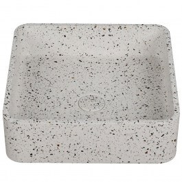 Countertop Basin With Valve Ira CS-0009-E3 39x39x12cm Stracciatella Karag WHITE-MULTI