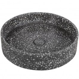 Countertop Basin With Valve Elpis CS-0003-E16 Φ42,5x10cm Volcano Karag DARK GREY-WHITE