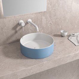 Countertop Basin LT M3134-BLW Φ35,5x12cm White-Azzuro Matt Karag AZURE