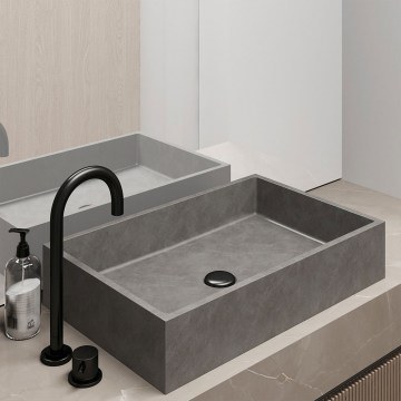 Νιπτήρας Επικαθήμενος Με Βαλβίδα Dion CS-0069 60x39x12cm Cement Karag