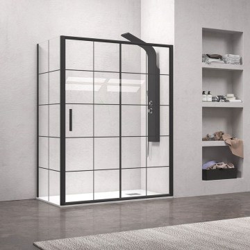Wall-to-Wall Sliding Shower Cabin Efe 400 EFEN400100FN 5mm Clear-Black Mat Karag