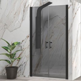 Wall-to-Wall Opening Shower Cabin S 28 Alto Sallon S28SH-105NF 6mm Fume-Black Mat Karag FUME-BLACK