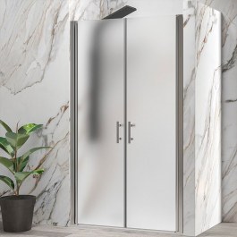 Wall-to-Wall Opening Shower Cabin S 28 Alto Sallon S28SH-105CI 6mm Chrome-Icy Karag CLEAR-CHROME