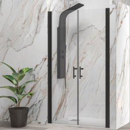 Wall-to-Wall Opening Shower Cabin S 28 Alto Sallon S28SH-100NC 6mm Clear-Black Mat Karag CLEAR-BLACK
