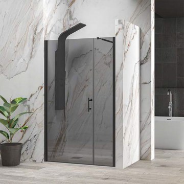 Wall-to-Wall Opening Shower Cabin S 5 Alto S5HNF13570 6mm (70cm Fixed) Fume-Black Mat Karag