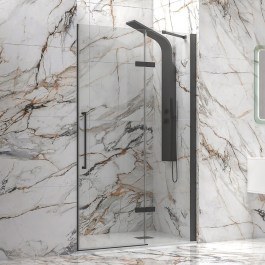 Wall-to-Wall Opening Shower Cabin Tinos 400 TINN400100 8mm Clear-Black Mat Karag CLEAR-BLACK