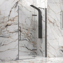 Wall-to-Wall Opening Shower Cabin Tinos 400 TING400100 8mm Clear-Gun Metal Karag CLEAR-GREY