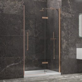 Wall-to-Wall Opening Shower Cabin Tinos 400 TINR400100 8mm Rose Gold-Clear Karag ROSE GOLD-CLEAR