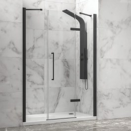 Wall-to-Wall Opening Shower Cabin Tinos 600 TINN600180 8mm Clear-Black Mat Karag CLEAR-BLACK