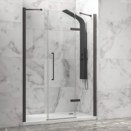 Wall-to-Wall Opening Shower Cabin Tinos 600 TING600130 8mm Clear-Gun Metal Karag CLEAR-GREY