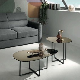 Τραπεζάκι Σαλονιού Ginni 90x50x35cm Bronze-Black Capodarte BRONZE