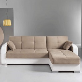 Καναπές Γωνιακός Με Αναστρέψιμη Γωνία Chelsea CHELSEA.B.CO/NOCC. 255x145x85cm White-Beige Ikone Casa WHITE-BEIGE