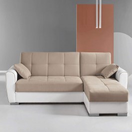 Καναπές Γωνιακός Με Αναστρέψιμη Γωνία Vera VERA-COR.KOALA N6 253x141x90cm White-Beige Ikone Casa WHITE-BEIGE