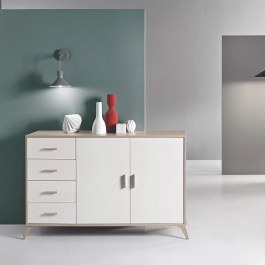 Μπουφές Ariel ARIELOC/BF 158x42x92cm White-Natural Ikone Casa NATURAL-WHITE