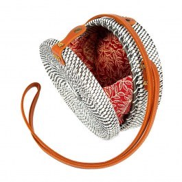 Τσάντα Γυναικεία Ψάθινη 1900-5 20x20x8cm Black-White Supergreens BLACK-WHITE