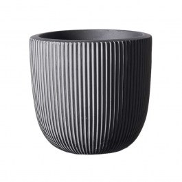 Κασπώ Πήλινο Στρογγυλό Stripe L C-4940-8 37x37x33cm Grey Supergreens GREY