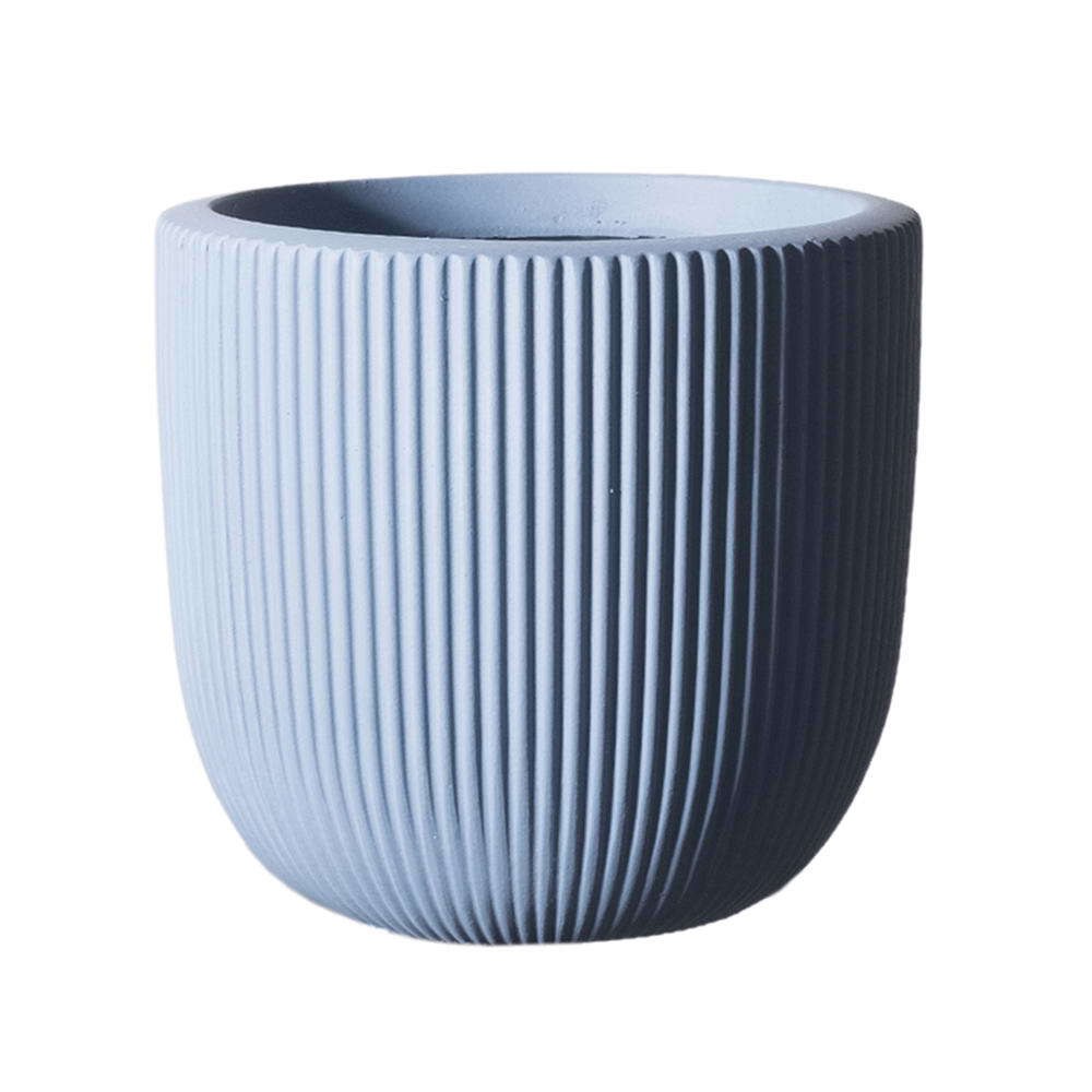 Κασπώ Πήλινο Στρογγυλό Stripe L C-6940-8 37x37x33cm Blue Supergreens