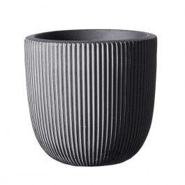 Κασπώ Πήλινο Στρογγυλό Stripe S A-4940-8 24x24x23cm Grey Supergreens GREY