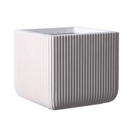 Κασπώ Πήλινο Τετράγωνο Stripe L C-0050-8 37x37x33cm White Supergreens WHITE