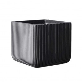 Κασπώ Πήλινο Τετράγωνο Stripe L C-9940-8 37x37x33cm Grey Supergreens GREY