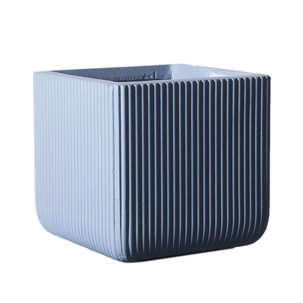 Κασπώ Πήλινο Τετράγωνο Stripe M B-1050-8 31x31x28cm Blue Supergreens