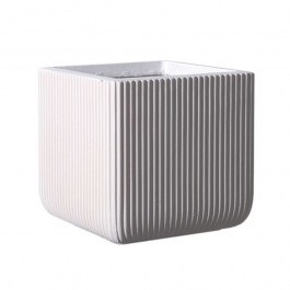 Κασπώ Πήλινο Τετράγωνο Stripe S A-0050-8 24x24x23cm White Supergreens WHITE