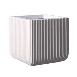 Κασπώ Πήλινο Τετράγωνο Stripe XL D-0050-8 44x44x38cm White Supergreens WHITE