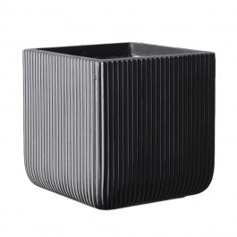 Κασπώ Πήλινο Τετράγωνο Stripe XL D-9940-8 44x44x38cm Grey Supergreens GREY