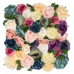 Τεχνητή Φυλλωσιά Τριαντάφυλλο Με Παιώνια Rainbow 4590-7 50x50cm Multi Supergreens