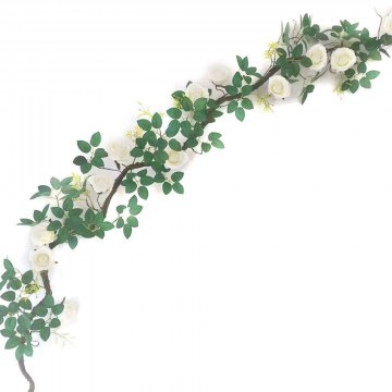 Τεχνητή Γιρλάντα Τριαντάφυλλο Garden 0881-7 240cm White Supergreens