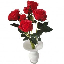 Τεχνητό Μπουκέτο Τριαντάφυλλο Royal 6781-7 55cm Red Supergreens RED
