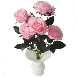 Τεχνητό Μπουκέτο Τριαντάφυλλο Royal 7781-7 55cm Pink Supergreens PINK