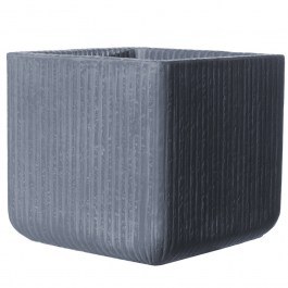 Γλάστρα Πήλινη Τετράγωνη Stripe D-4170-8 XL 44x44x38cm Grey Supergreens GREY