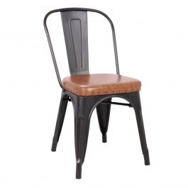 Chair - Relix Metal E5191R,104 Antique Black/Pu Camel BLACK-CAMEL
