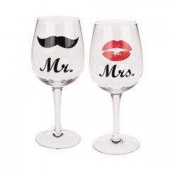 Ποτήρι Κρασιού Kiss and Moustache (Σετ 2Τμχ) 78/7862 430ml Multi Out Of The Blue