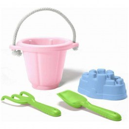 Κουβαδάκι Παραλίας Σετ Με Αξεσουάρ Sand Play SNDP-1023 Pink Green Toys PINK