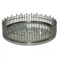 Tray With Mirror Fence 60335 29cm Silver