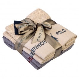 Towels 2671 (Set 4pcs) Beige-Grey Greenwich Polo Club BEIGE-GREY