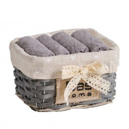 Πετσέτες Σε Καλαθάκι Soft 4001 (Σετ 4τμχ) Grey Das Home GREY