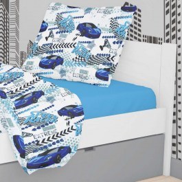 Children's Pillowcase Speed Racer 291 Rotary Print White-Blue DimCol WHITE-BLUE