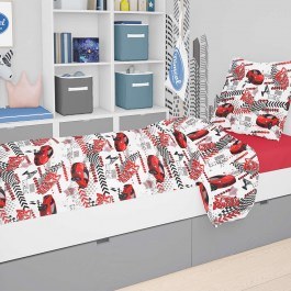 Kid Duvet Cover Speed Racer 290 Rotary White-Red Print DimCol WHITE-RED