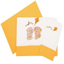 Baby Bed Sheets Set 3pcs Kite 92 Orange-Yellow-White DimCol WHITE-YELLOW
