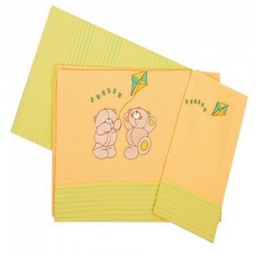 Baby Bed Sheets Set 3pcs Kite 93 Green-Orange DimCol